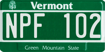 VT license plate NPF102