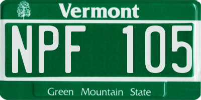 VT license plate NPF105
