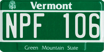 VT license plate NPF106