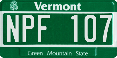 VT license plate NPF107