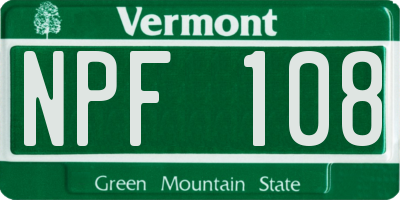 VT license plate NPF108