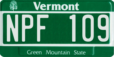VT license plate NPF109