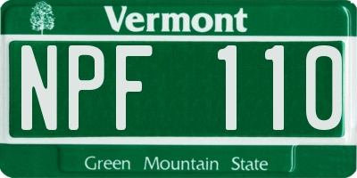 VT license plate NPF110