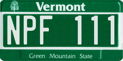 VT license plate NPF111