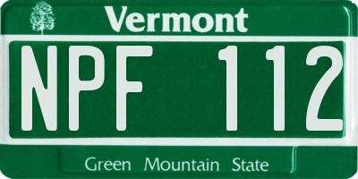 VT license plate NPF112