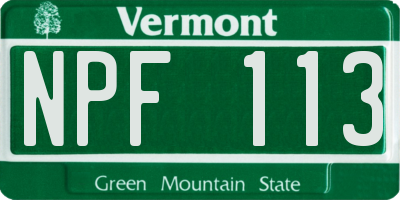 VT license plate NPF113