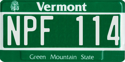 VT license plate NPF114