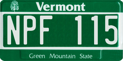 VT license plate NPF115