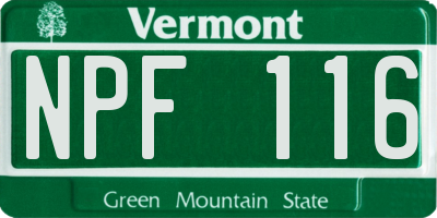 VT license plate NPF116