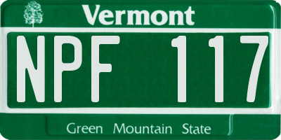 VT license plate NPF117