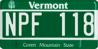 VT license plate NPF118
