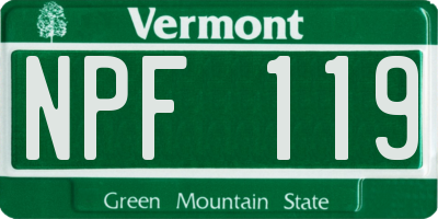 VT license plate NPF119