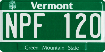 VT license plate NPF120