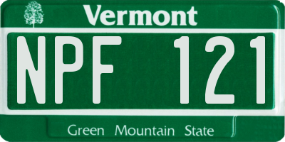 VT license plate NPF121