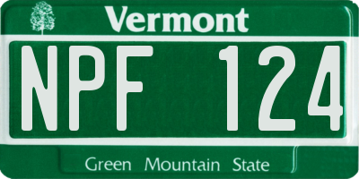 VT license plate NPF124