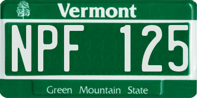 VT license plate NPF125