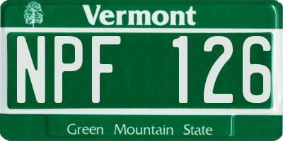 VT license plate NPF126