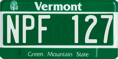 VT license plate NPF127