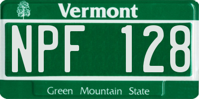 VT license plate NPF128