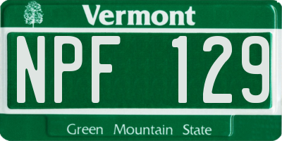 VT license plate NPF129