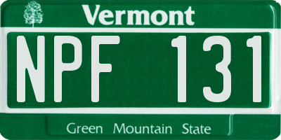 VT license plate NPF131