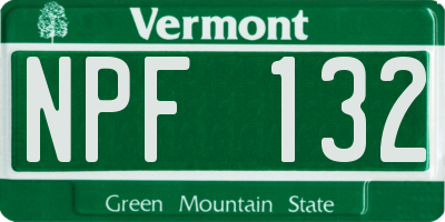 VT license plate NPF132