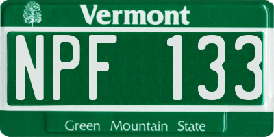 VT license plate NPF133