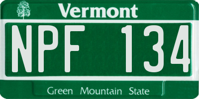 VT license plate NPF134