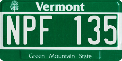VT license plate NPF135