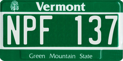 VT license plate NPF137