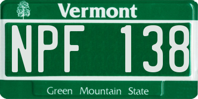 VT license plate NPF138