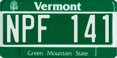 VT license plate NPF141
