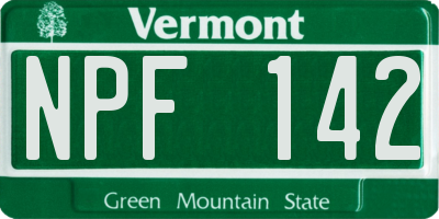 VT license plate NPF142
