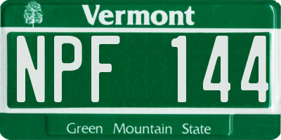 VT license plate NPF144