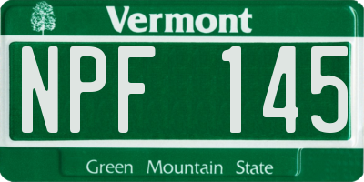 VT license plate NPF145