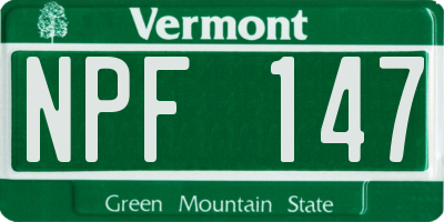 VT license plate NPF147