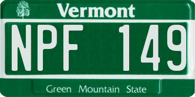 VT license plate NPF149
