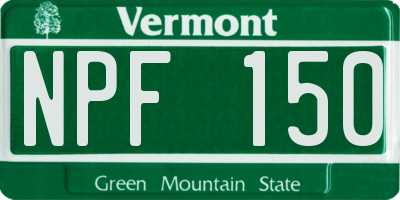 VT license plate NPF150