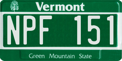 VT license plate NPF151