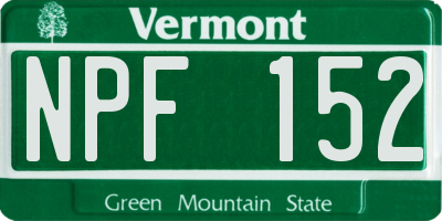 VT license plate NPF152