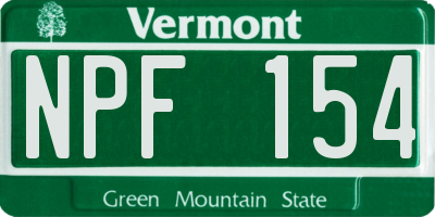 VT license plate NPF154