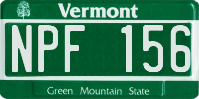 VT license plate NPF156