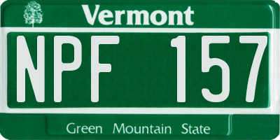 VT license plate NPF157