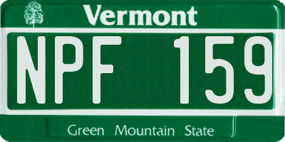 VT license plate NPF159
