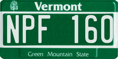 VT license plate NPF160
