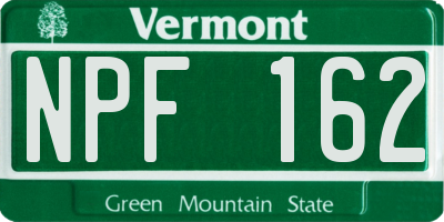 VT license plate NPF162