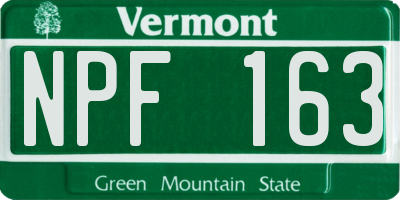 VT license plate NPF163