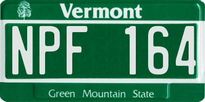 VT license plate NPF164