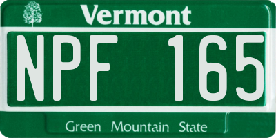 VT license plate NPF165
