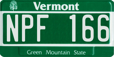 VT license plate NPF166